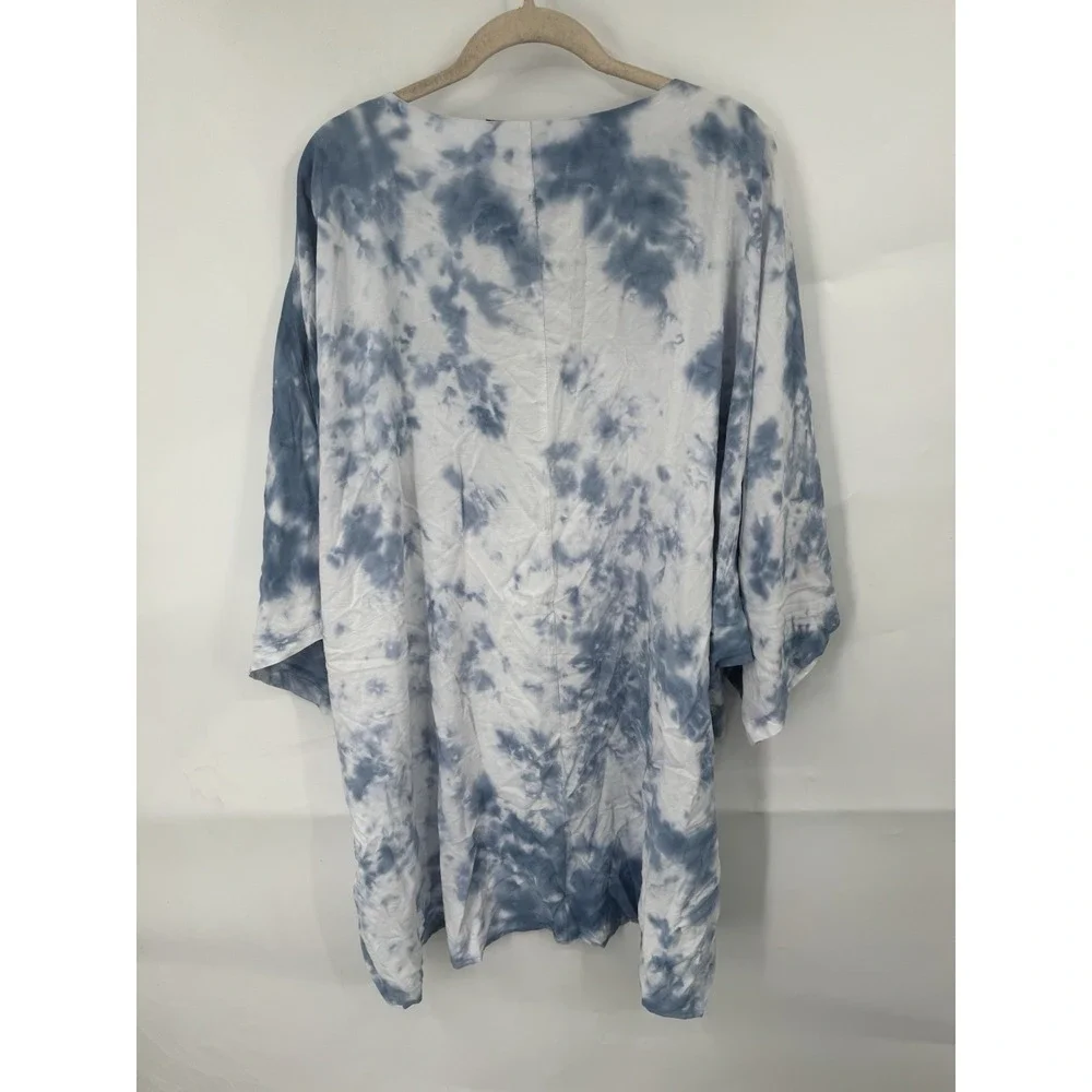 Marc‎ New York Kimono Beach Cover Women 2X Blue Summer Preppy Coastal NEW Summer
